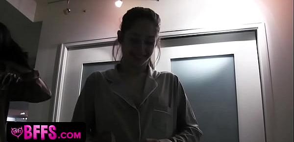 Naughty teens pajama party and lesbosex on truth or dare game